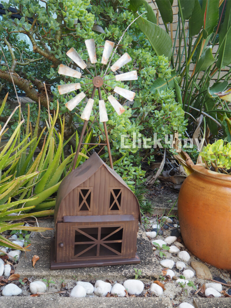 63cm Rustic Barn House with Windmill